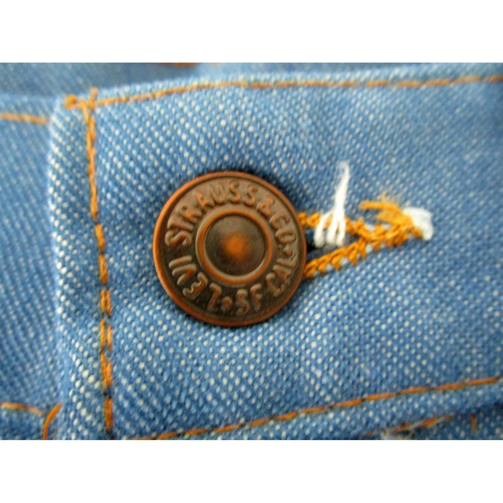 1970's Levi's Wide Leg Womens Medium Denim Pant Shirt Set Orange Tab